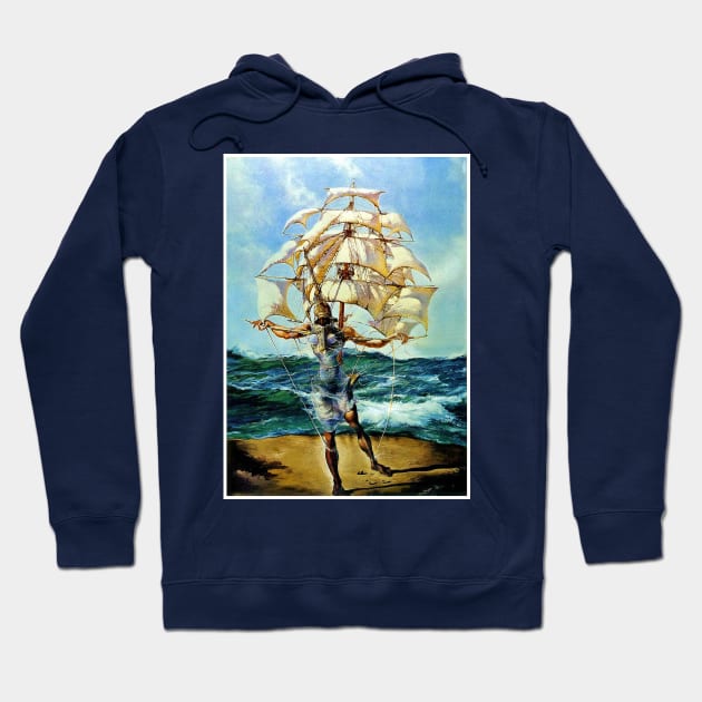 Tall Ship Fantasy Abstract Emerging from the Ocean Print Hoodie by posterbobs